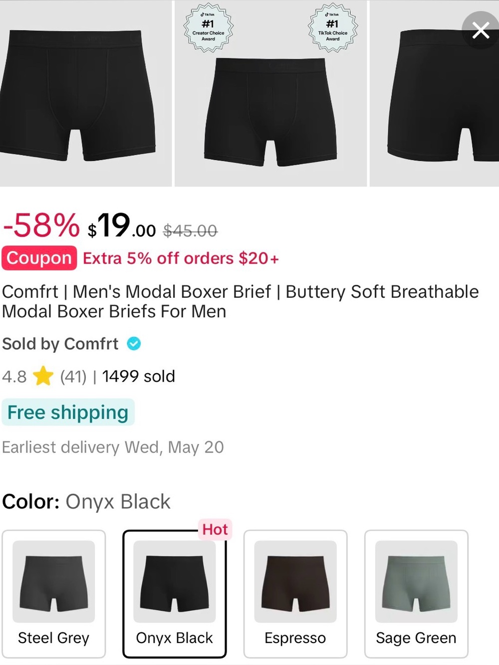 2 pairs of size small Comft boxers: black and plum (sold as a set)
